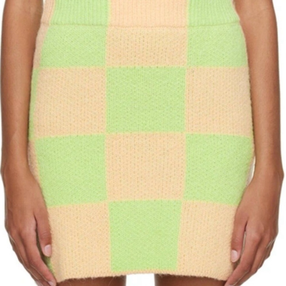 STINE GOYA Adria Checker Knit Mini Skirt in Mint Size M - Picture 3 of 7